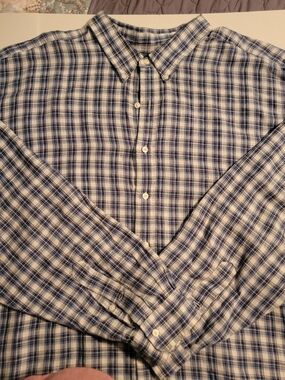 Polo Ralph Lauren Button Down Shirt 4XLT Blue/White Plaid Longsleeve 33X36.5